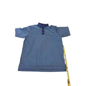 FJ FootJoy Men's Blue Short Sleeve Button-Up Polo Shirt Size Large